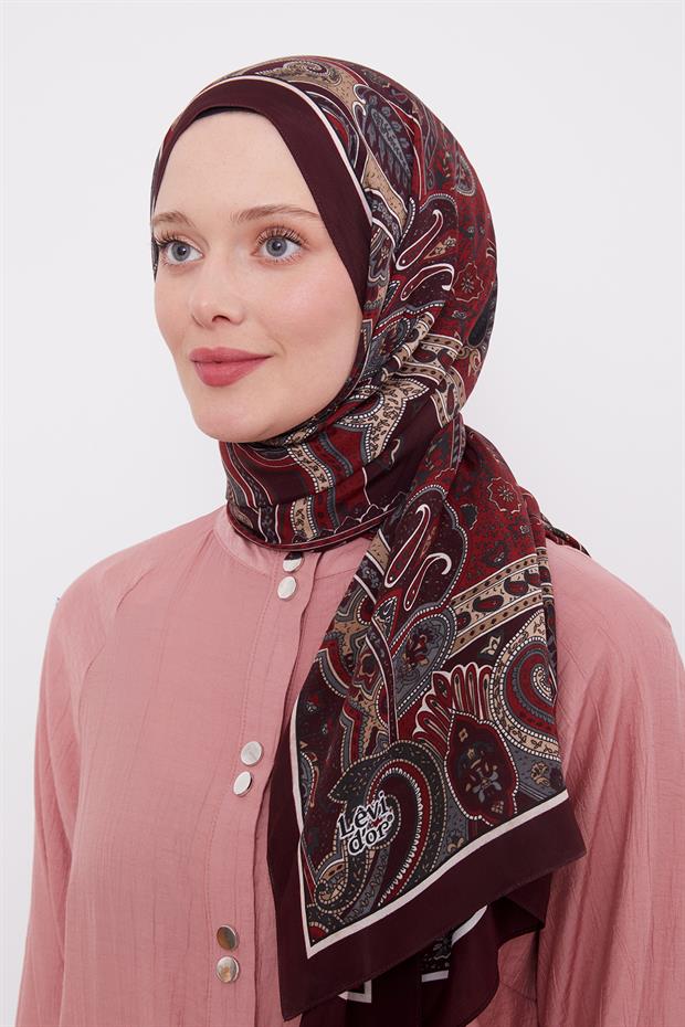 Etnik Desen Royal Şal Bordo