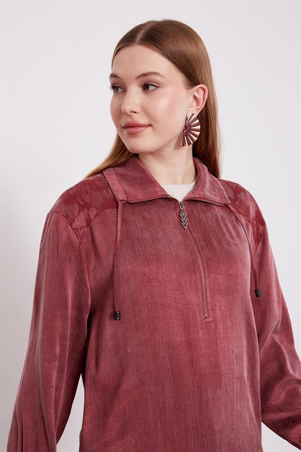 Bordo Fermuar Kapamalı Cupra İkili Takım