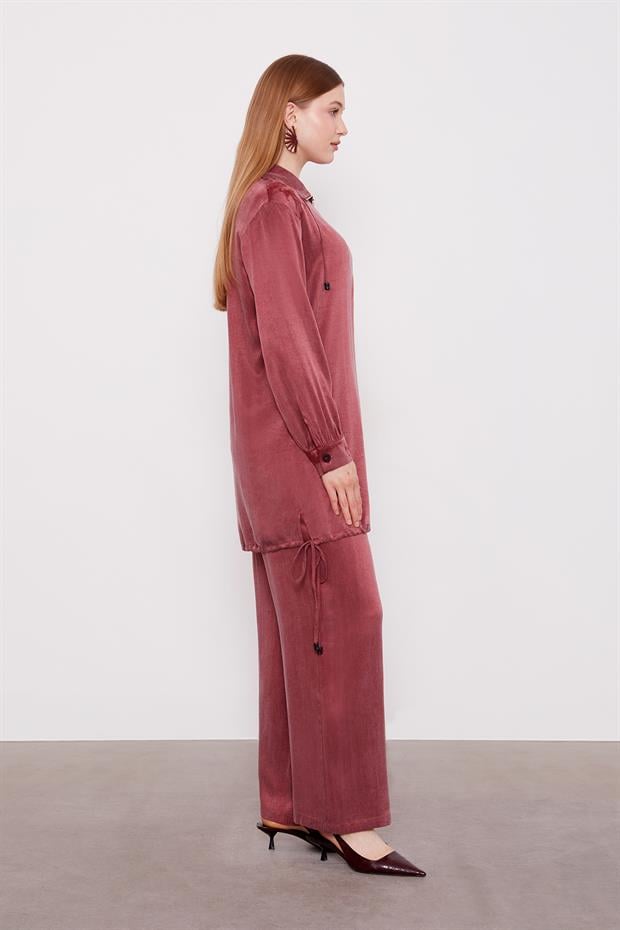 Bordo Fermuar Kapamalı Cupra İkili Takım