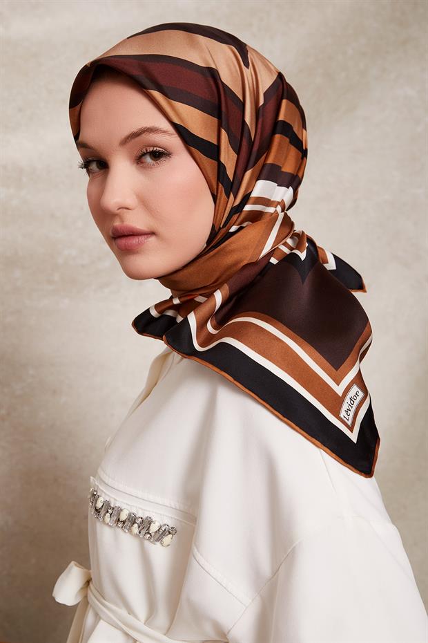 Bordo Kare Desen Twill İpek Eşarp