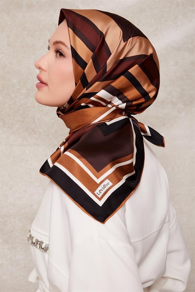 Bordo Kare Desen Twill İpek Eşarp