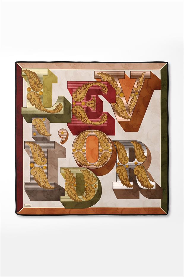 Bordo Karışık Desen Twill İpek Eşarp