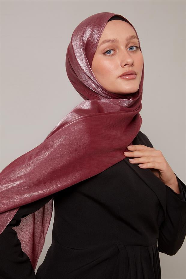 Bordo Kristal Abiye Şal