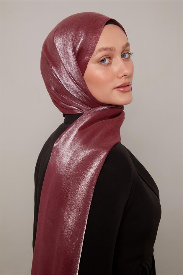 Bordo Kristal Abiye Şal