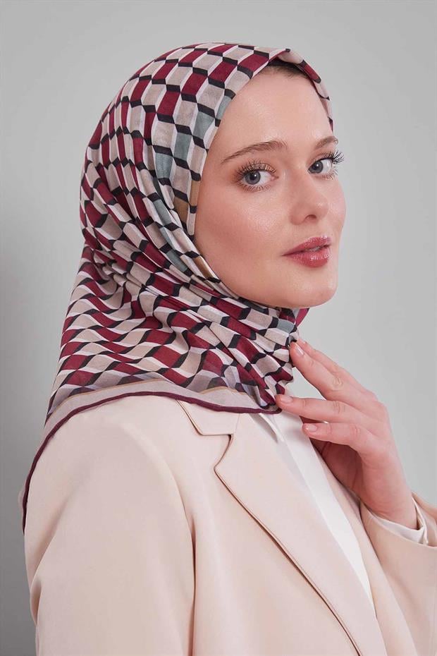 Bordo Küp Desen Soft Eşarp