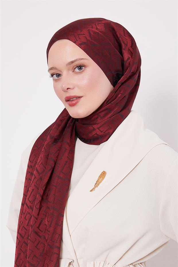 Bordo L Desen İtalyan Jakar Şal