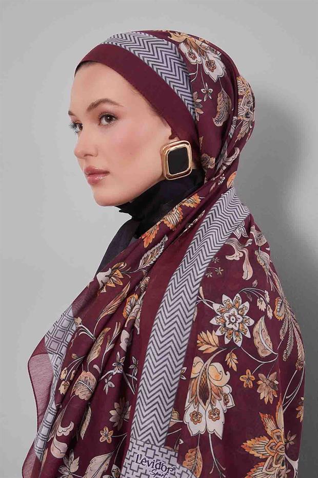 Bordo Lale Desen Sport Şal
