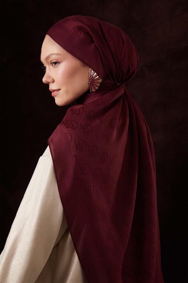 Bordo LVD Baskılı Naia Jakar Şal
