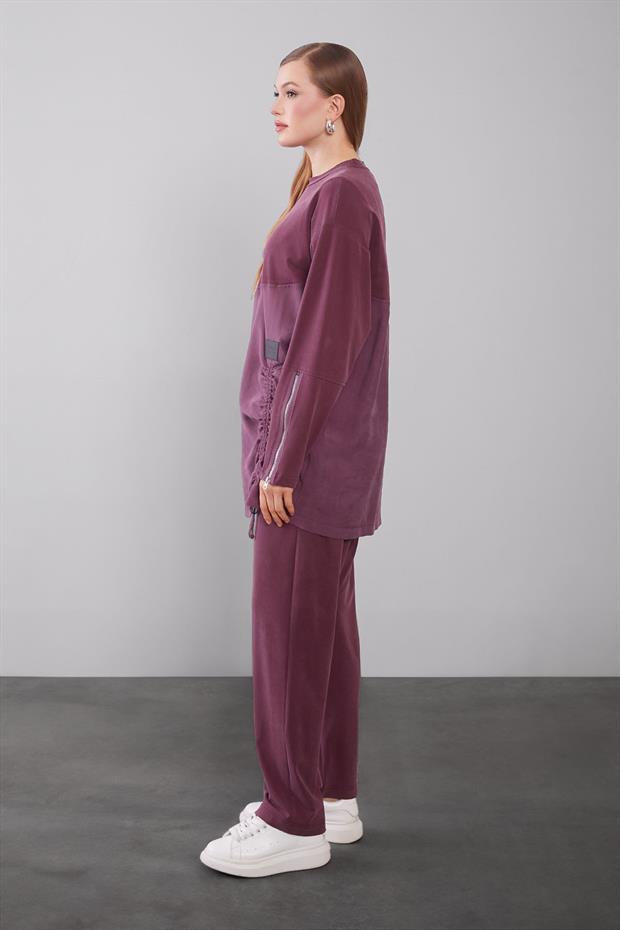 Bordo Manşet Detaylı İkili Takım