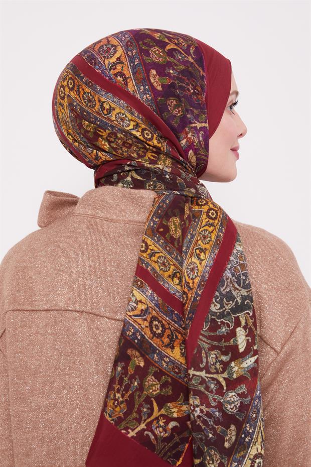 Bordo Motif Desen Royal Şal