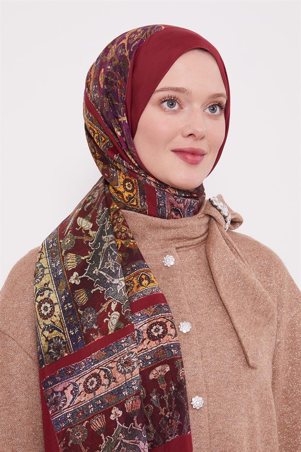Bordo Motif Desen Royal Şal