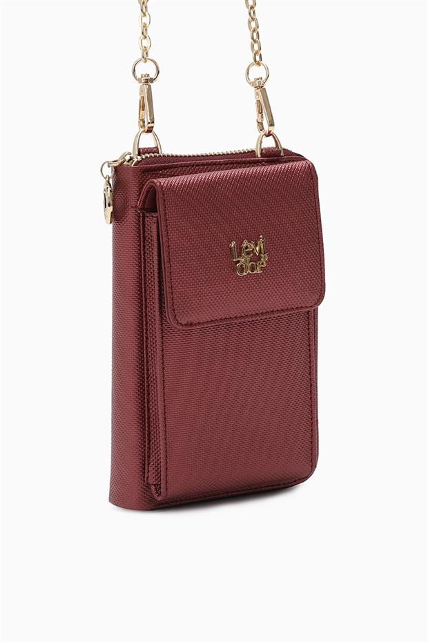 Bordo Ön Cepli Zincirli Cüzdan