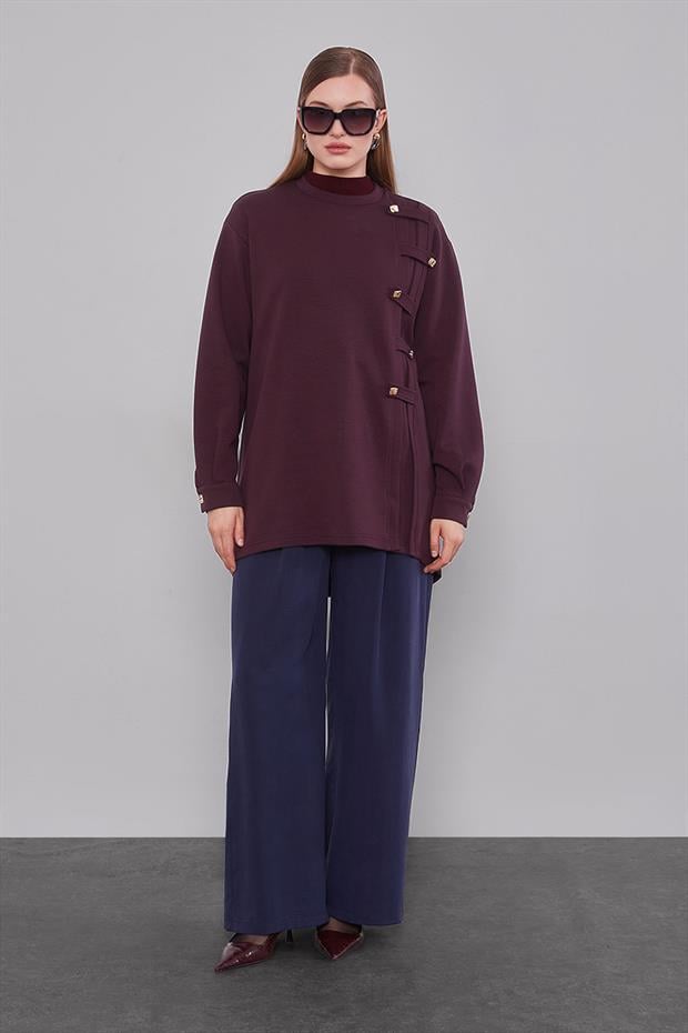 Bordo Örgü Detay Model Sweat
