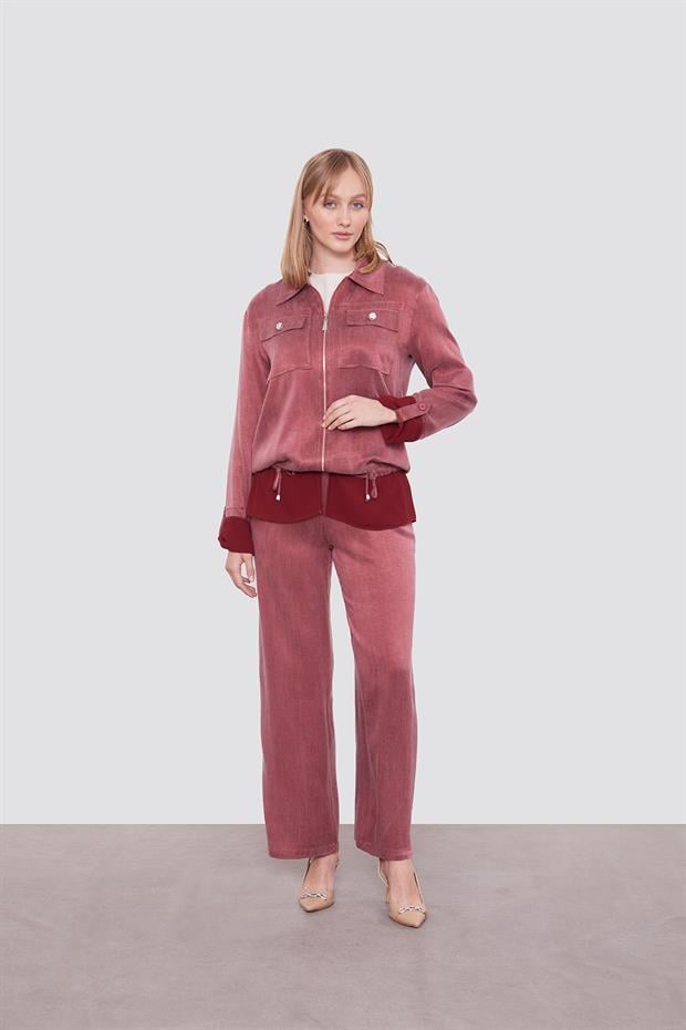 Bordo Tül Manşet Detaylı Cupra İkili Takım