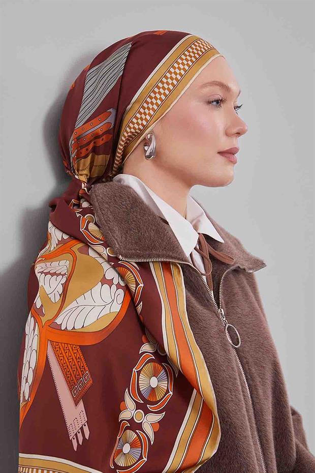 Bordo Twill İpek Eşarp Lunera Koleksiyonu