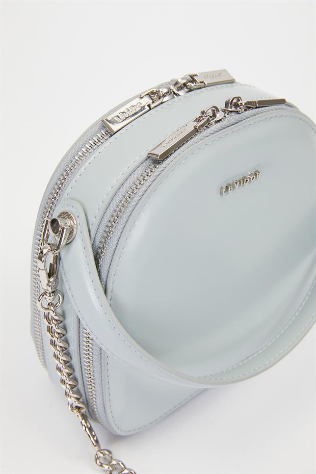 Buz Mavisi Çift Fermuarlı Omuz Çantası