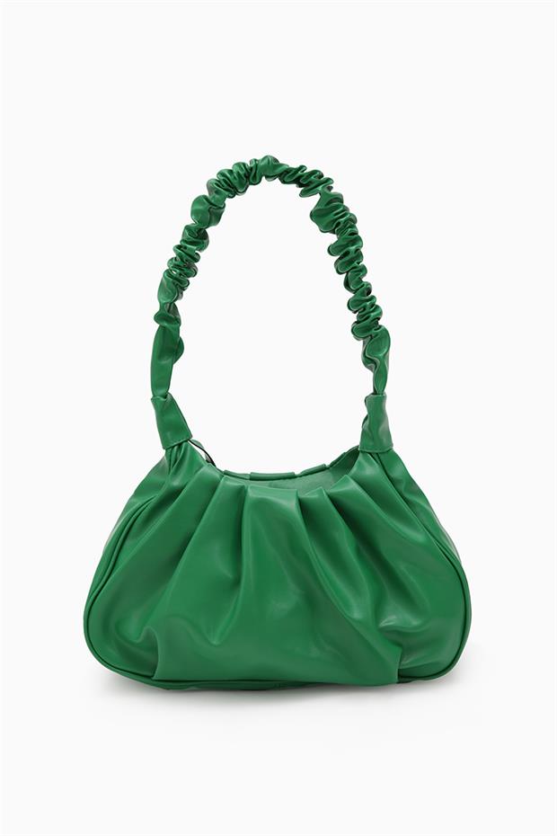 Çağla Yeşili Büzgü Askılı Omuz Çantası