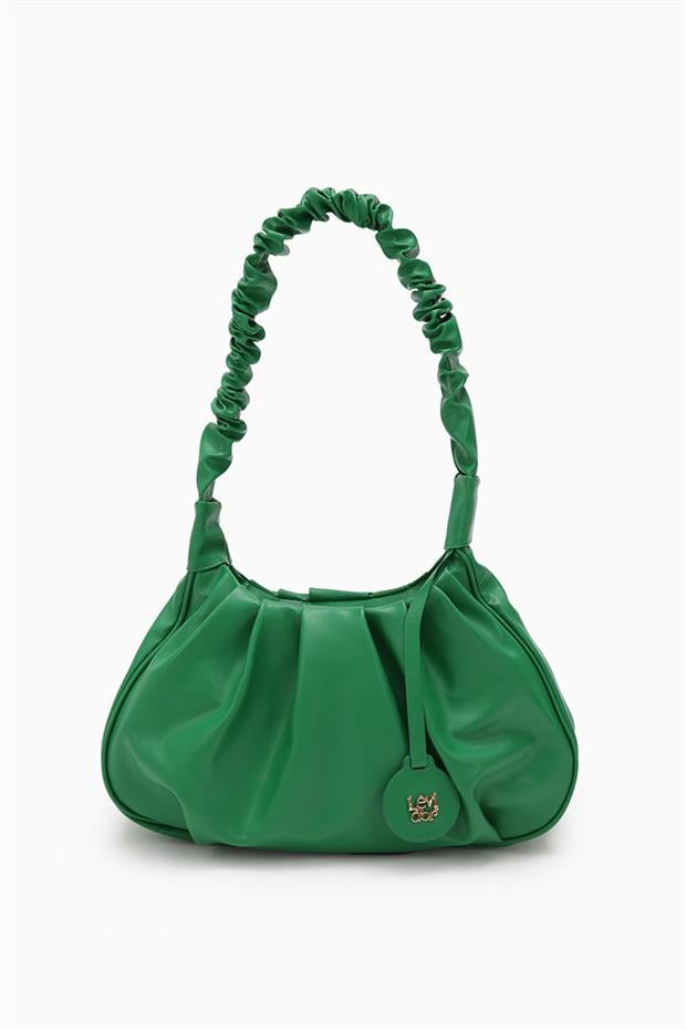 Çağla Yeşili Büzgü Askılı Omuz Çantası