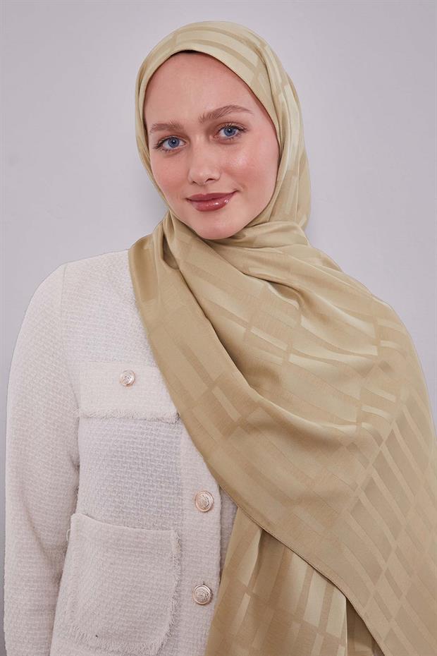 Çağla Yeşili Kesik Çizgili Blue Jakar Şal