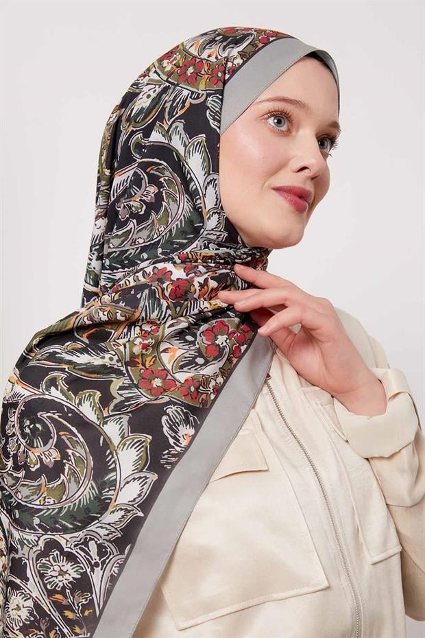 Çağla Yeşili Soyut Çiçek Desen Love Şal