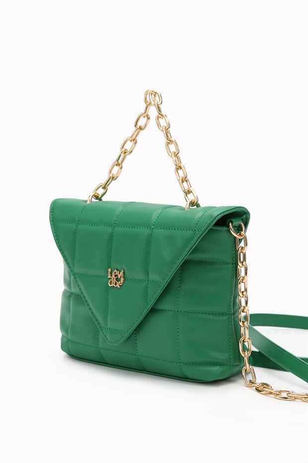 Çağla Yeşili Üçgen Kapaklı Omuz Çantası
