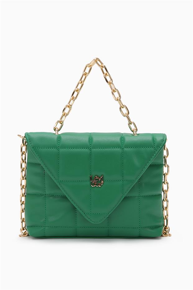 Çağla Yeşili Üçgen Kapaklı Omuz Çantası