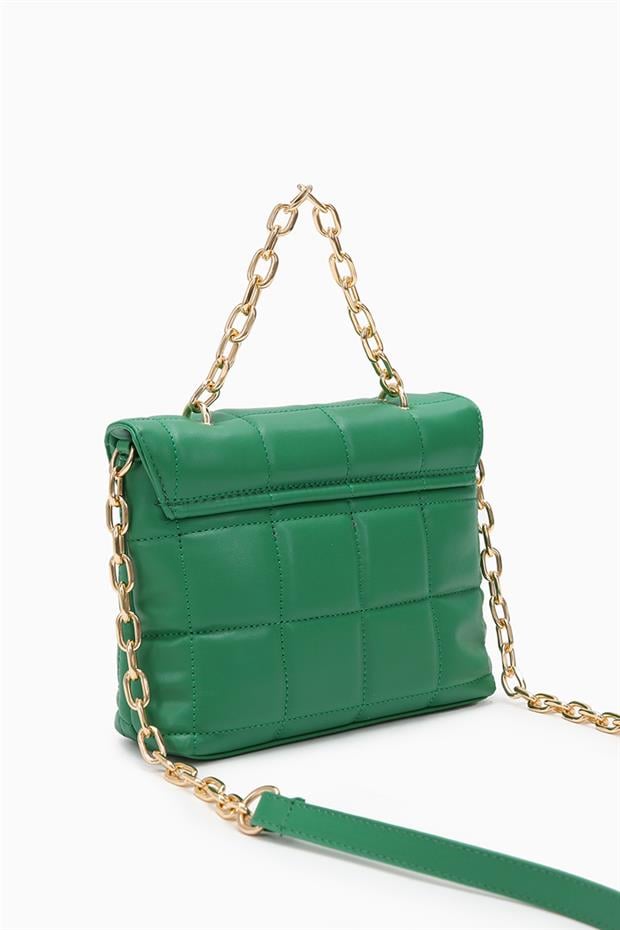 Çağla Yeşili Üçgen Kapaklı Omuz Çantası