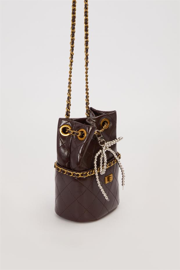 Camel Büzgü Kapamalı Zincir Askılı Omuz Çantası