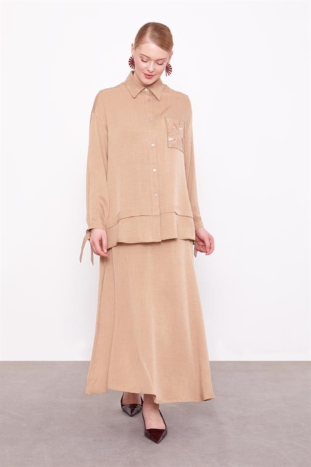 Camel Cep Detaylı İkili Takım