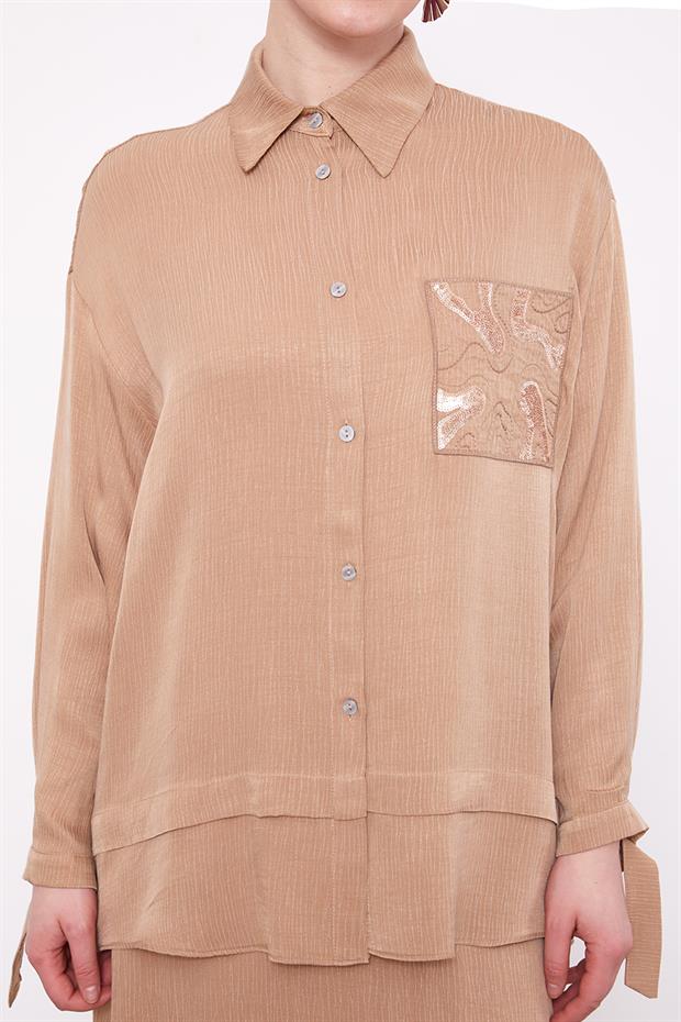 Camel Cep Detaylı İkili Takım