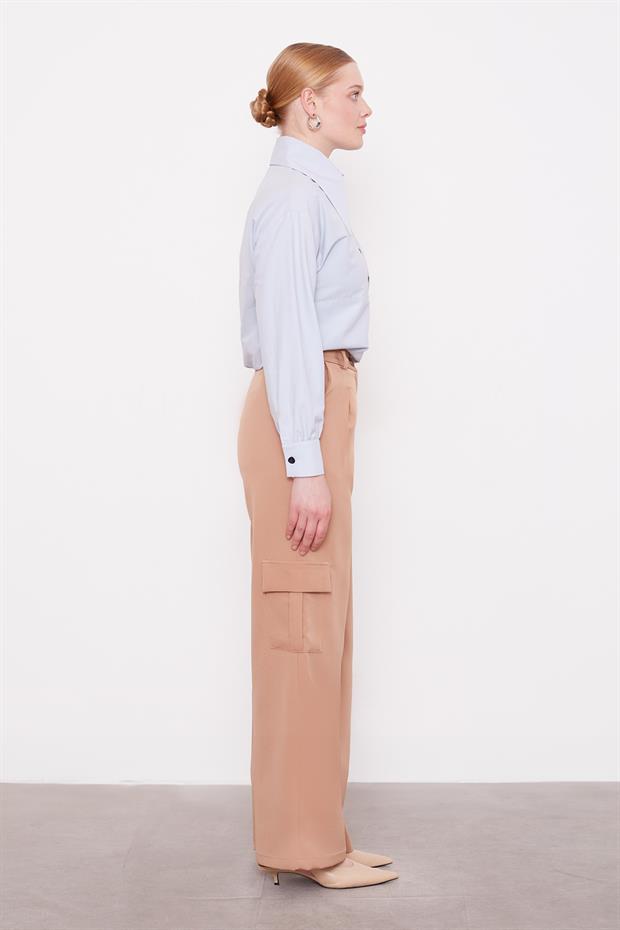 Camel Cep Detaylı Pantolon