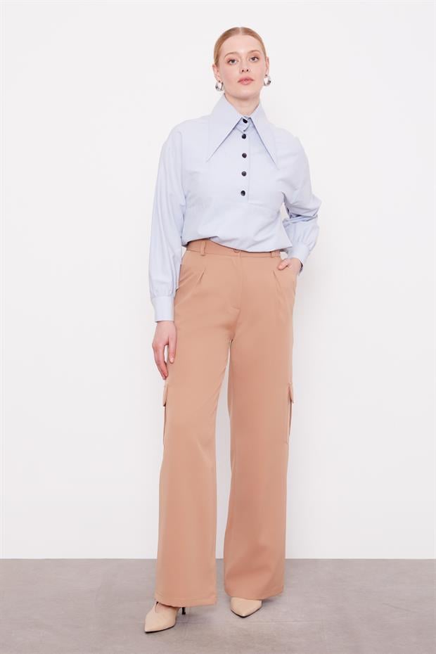 Camel Cep Detaylı Pantolon