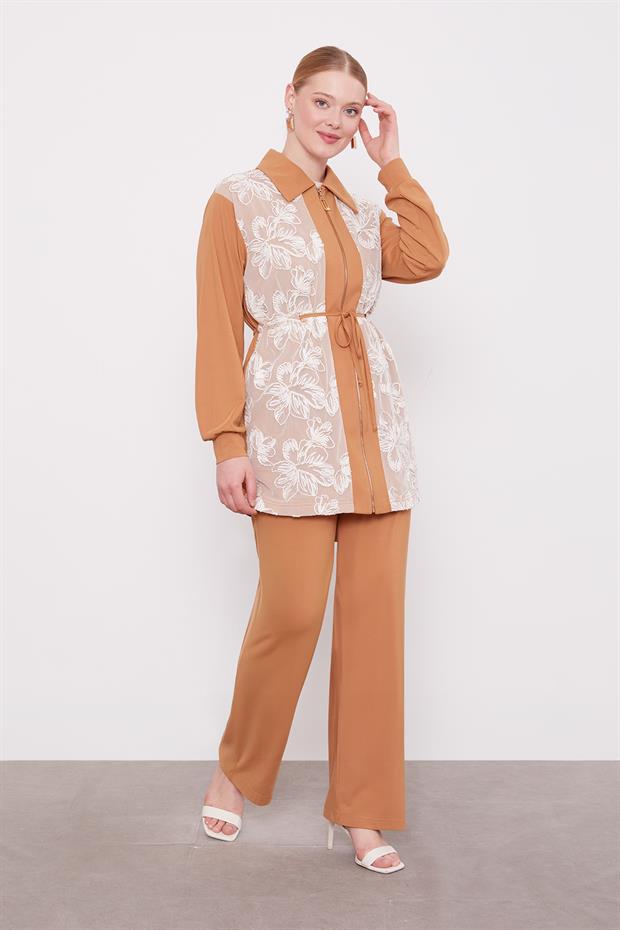 Camel Çiçek İşlemeli İkili Takım