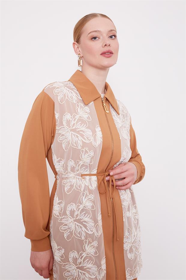 Camel Çiçek İşlemeli İkili Takım