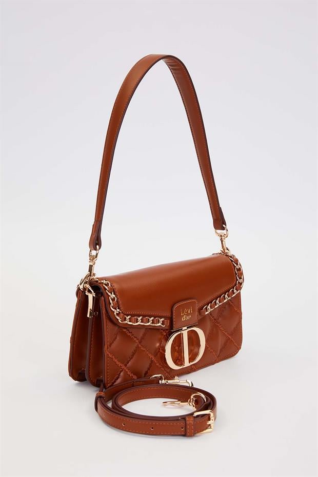 Camel Çift Askılı Kapitone Omuz Çantası