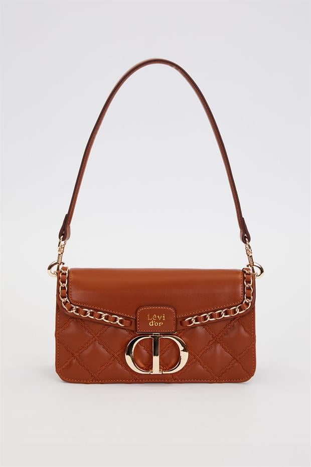 Camel Çift Askılı Kapitone Omuz Çantası