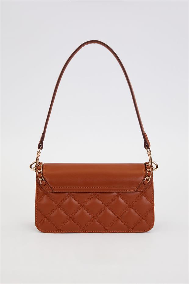 Camel Çift Askılı Kapitone Omuz Çantası