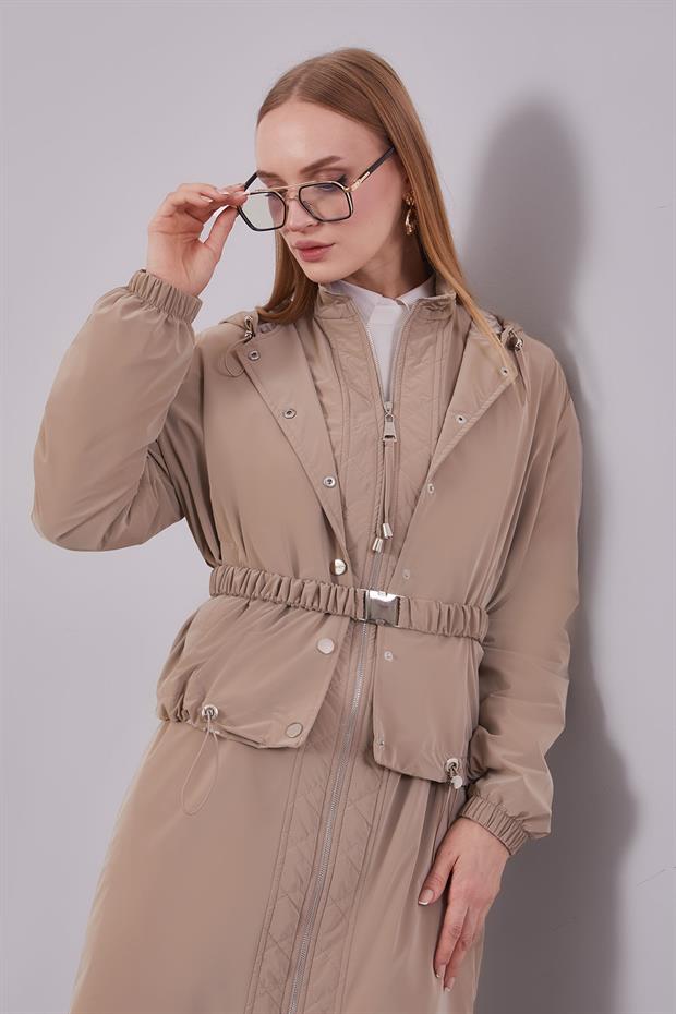 Camel Çıkarılabilir Detaylı Trençkot