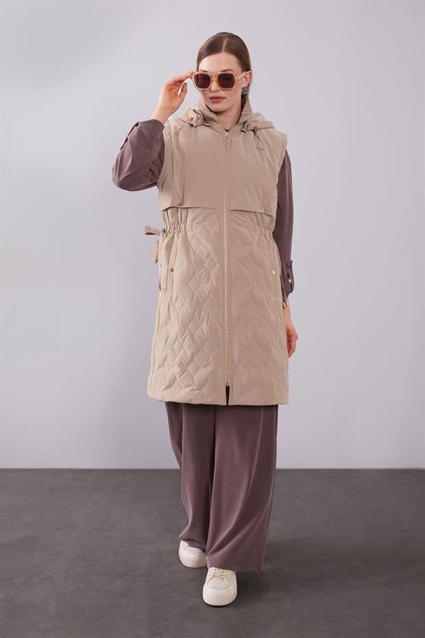 Camel Çıtçıt Rüzgarlık Detaylı Şişme Yelek