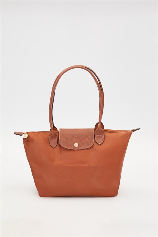 Camel Deri Kapaklı Uzun Askılı Omuz Çantası