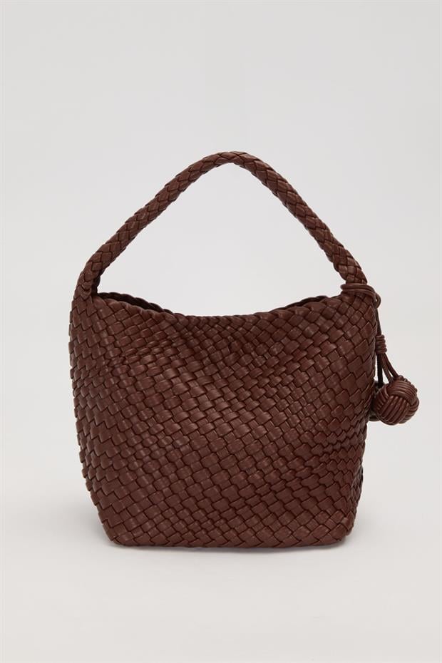 Camel Dikdörtgen Form Örgü Model El Çantası