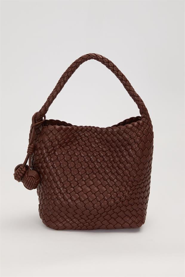 Camel Dikdörtgen Form Örgü Model El Çantası