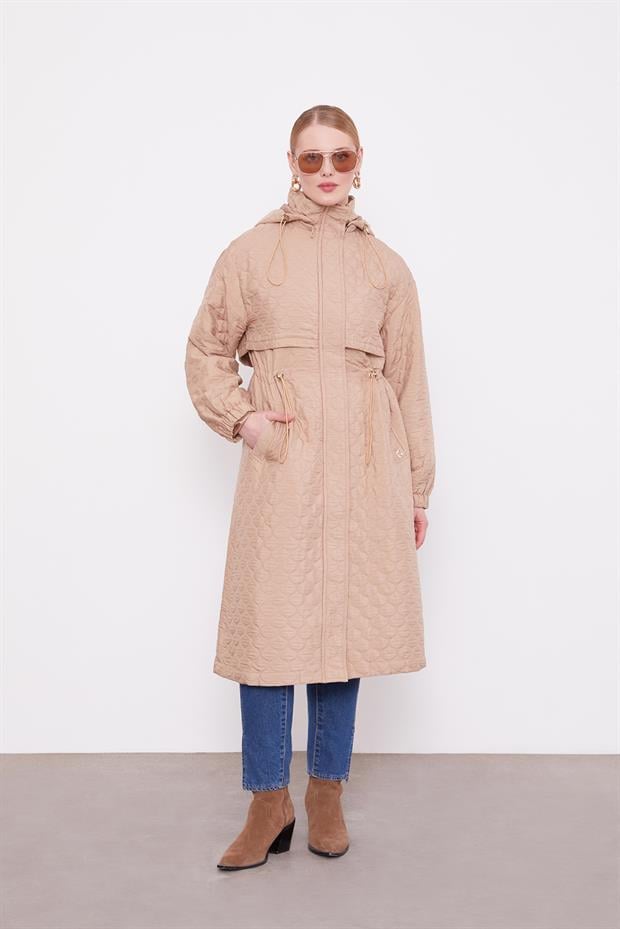 Camel Elips Desen Kapitone Kap