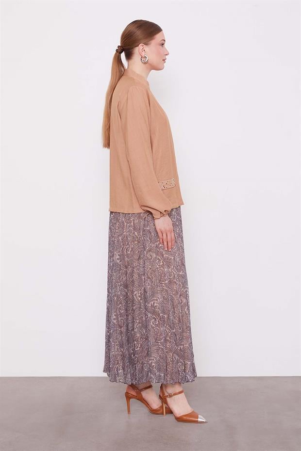 Camel Etnik Desen Etek Takım