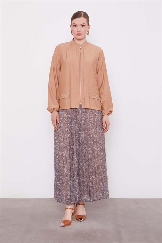 Camel Etnik Desen Etek Takım