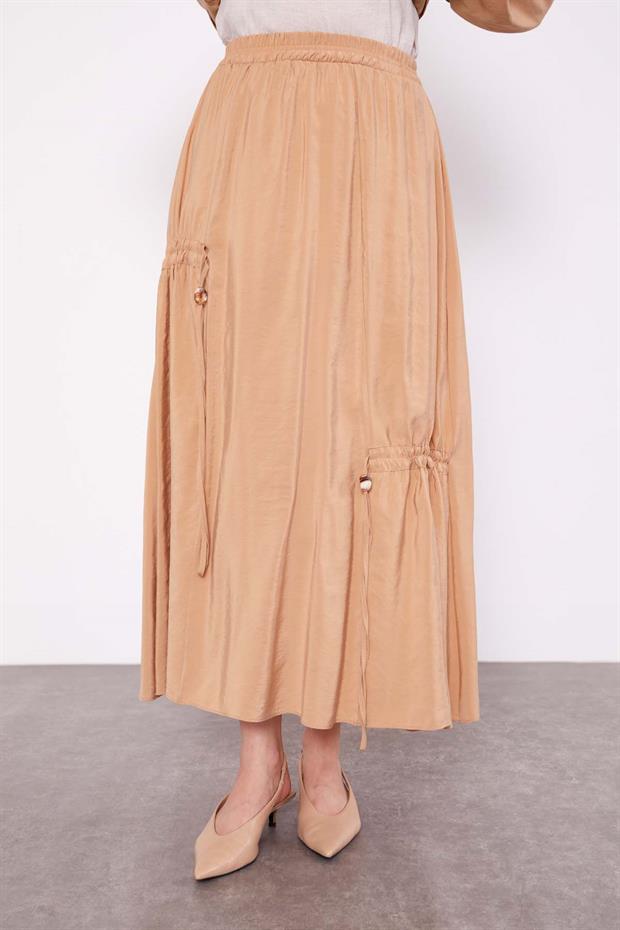 Camel Gizli Fermuar Detaylı Etek Takım