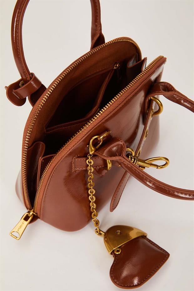 Camel Gold Metal Halkalı El Çantası