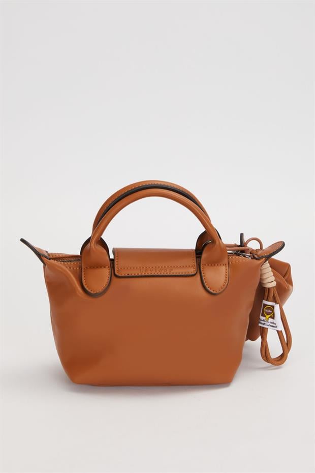 Camel İp Saçaklı Charm Detaylı El Çantası