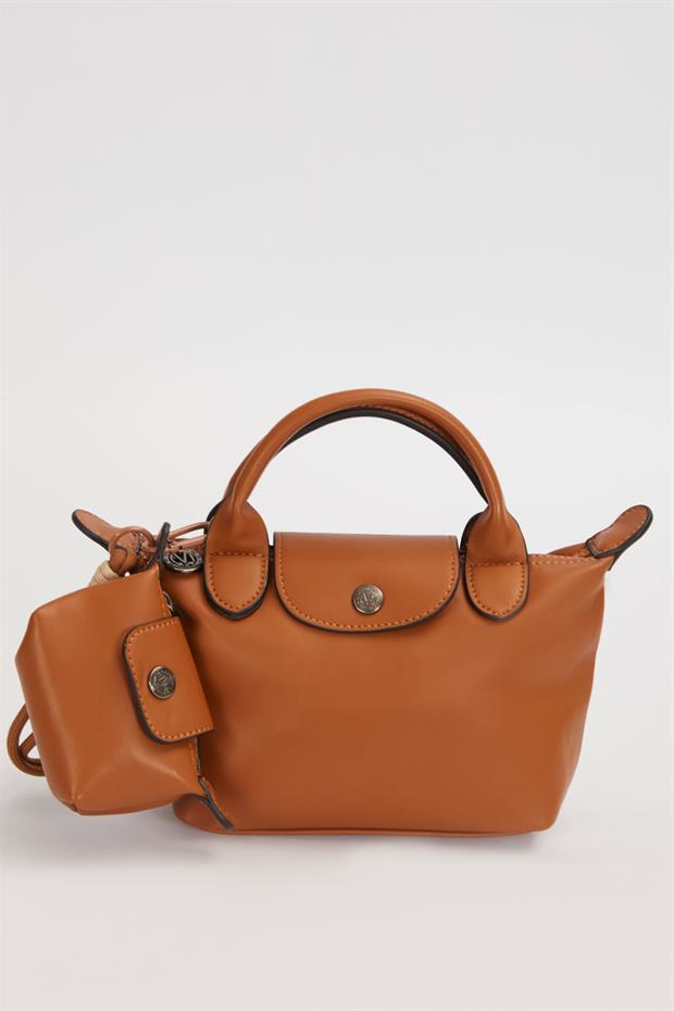 Camel İp Saçaklı Charm Detaylı El Çantası