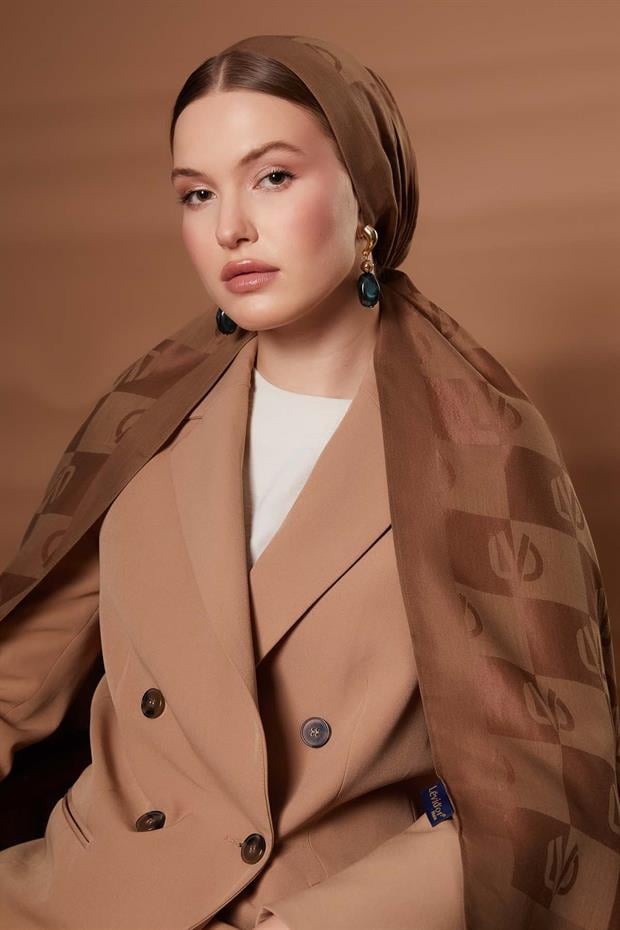 Camel Kare LVD Baskılı Naia Jakar Şal